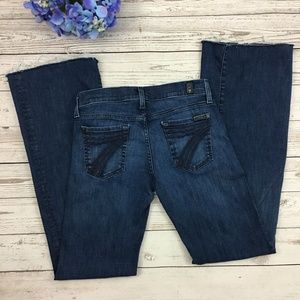 7 For All Mankind Dojo Flare Jeans Raw Hems